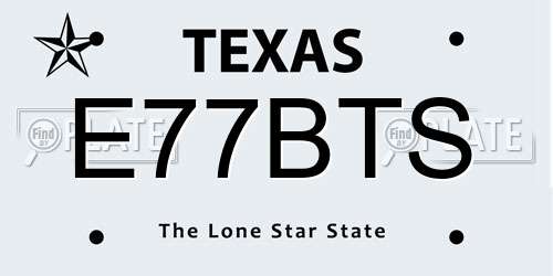 E77BTS Texas License Plate