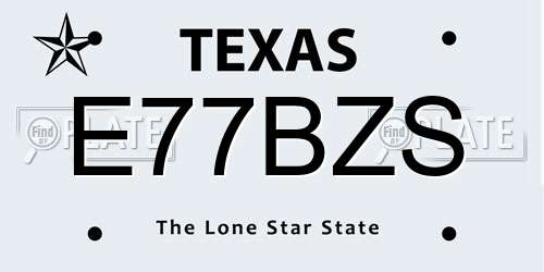 E77BZS Texas License Plate