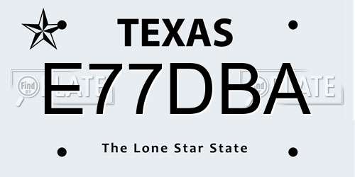 E77DBA Texas License Plate