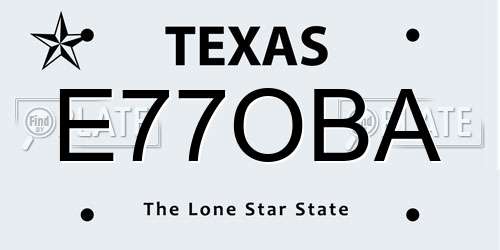 E77OBA Texas License Plate