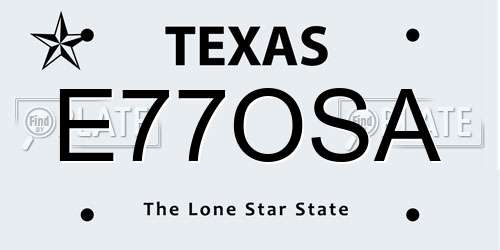 E77OSA Texas License Plate
