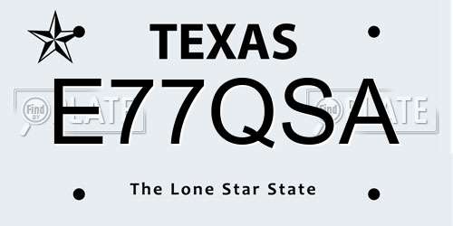 E77QSA Texas License Plate