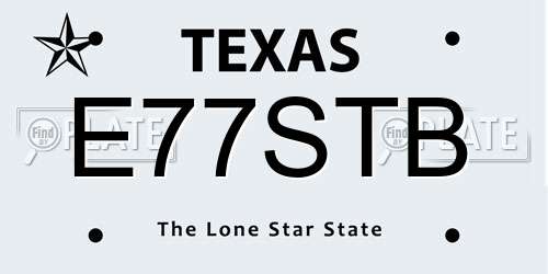 E77STB Texas License Plate