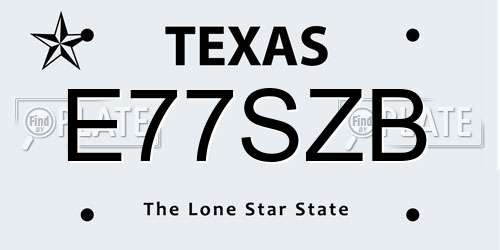 E77SZB Texas License Plate