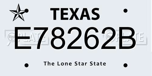 E78262B Texas License Plate