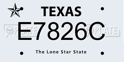 E7826C Texas License Plate
