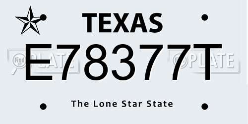E78377T Texas License Plate
