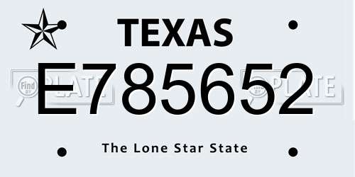 E785652 Texas License Plate