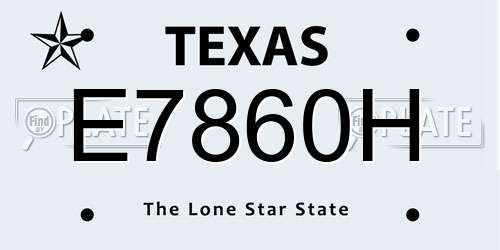 E7860H Texas License Plate