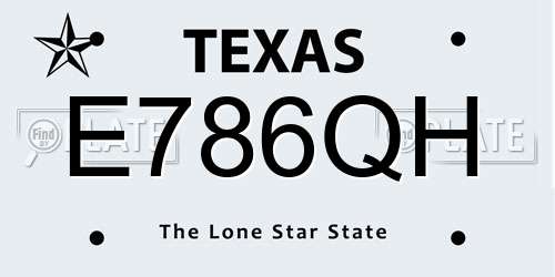 E786QH Texas License Plate
