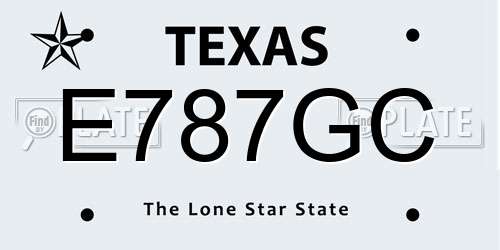 E787GC Texas License Plate