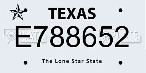 E788652 Texas License Plate