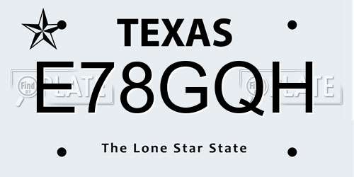 E78GQH Texas License Plate