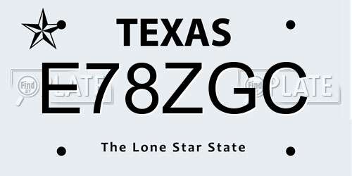 E78ZGC Texas License Plate