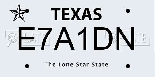 E7A1DN Texas License Plate