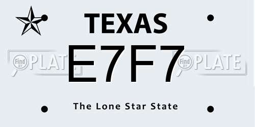 E7F7 Texas License Plate