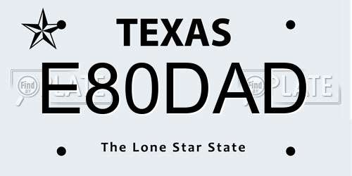 E80DAD Texas License Plate