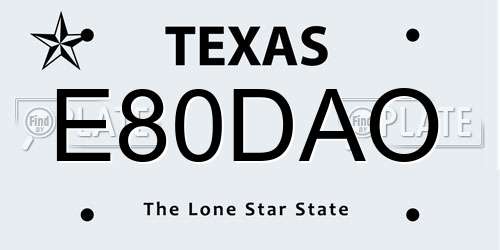 E80DAO Texas License Plate