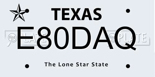 E80DAQ Texas License Plate