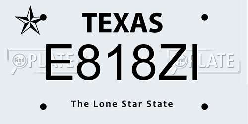 E818ZI Texas License Plate