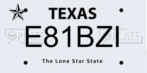 E81BZI Texas License Plate