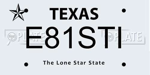 E81STI Texas License Plate