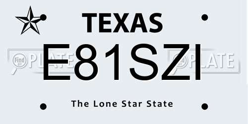 E81SZI Texas License Plate