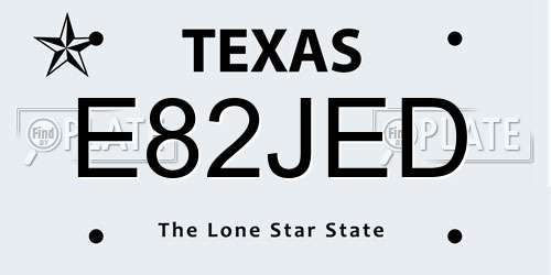 E82JED Texas License Plate