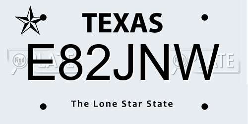 E82JNW Texas License Plate