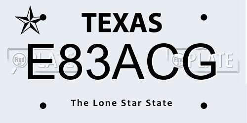 E83ACG Texas License Plate
