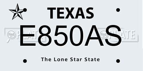 E850AS Texas License Plate