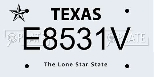 E8531V Texas License Plate
