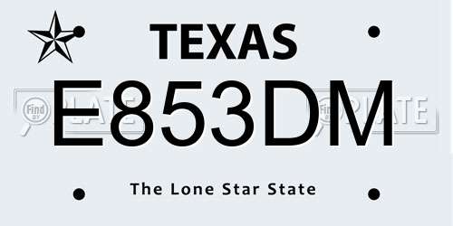 E853DM Texas License Plate