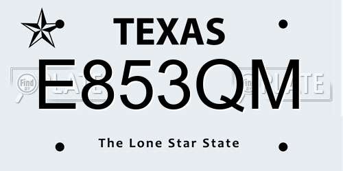 E853QM Texas License Plate