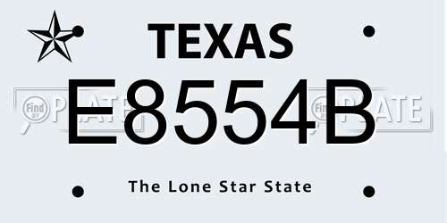 E8554B Texas License Plate