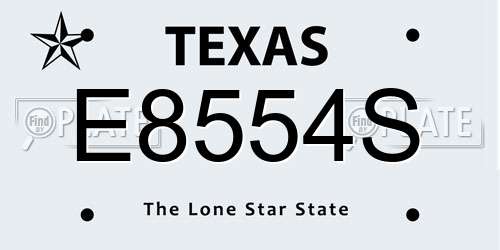 E8554S Texas License Plate