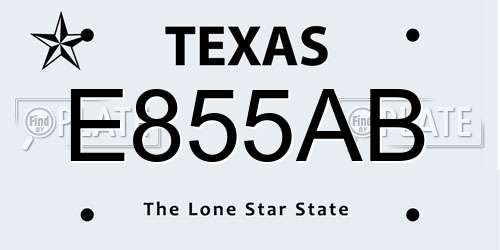 E855AB Texas License Plate