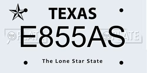 E855AS Texas License Plate