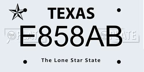 E858AB Texas License Plate