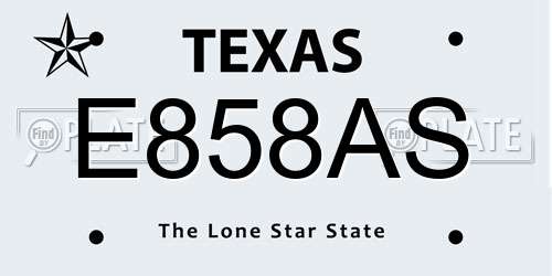 E858AS Texas License Plate