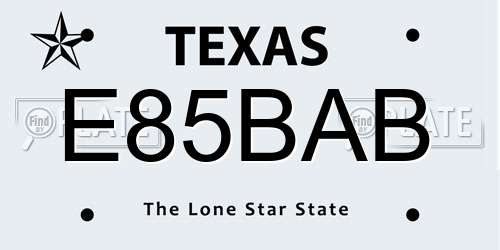 E85BAB Texas License Plate