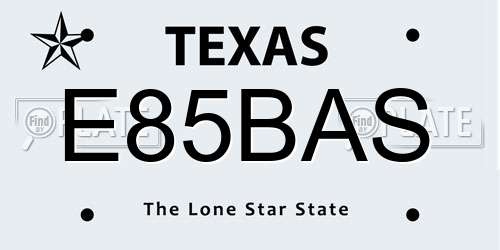E85BAS Texas License Plate