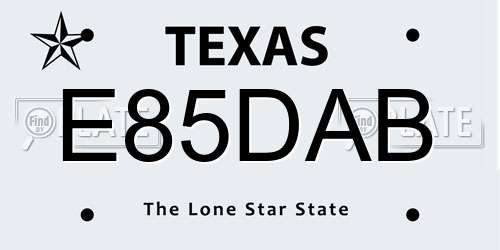 E85DAB Texas License Plate