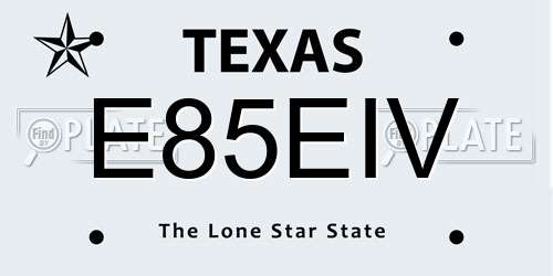E85EIV Texas License Plate