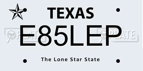 E85LEP Texas License Plate