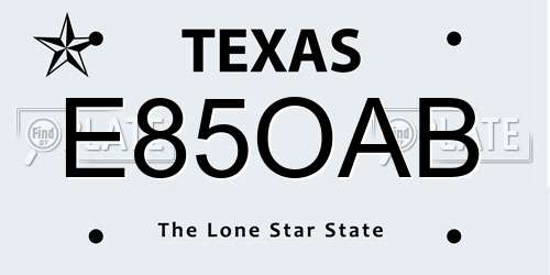 E85OAB Texas License Plate