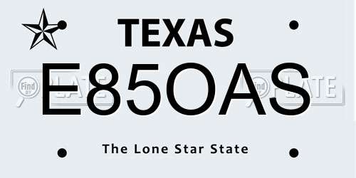E85OAS Texas License Plate