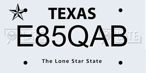E85QAB Texas License Plate