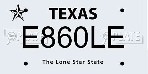 E860LE Texas License Plate