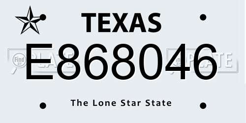 E868046 Texas License Plate